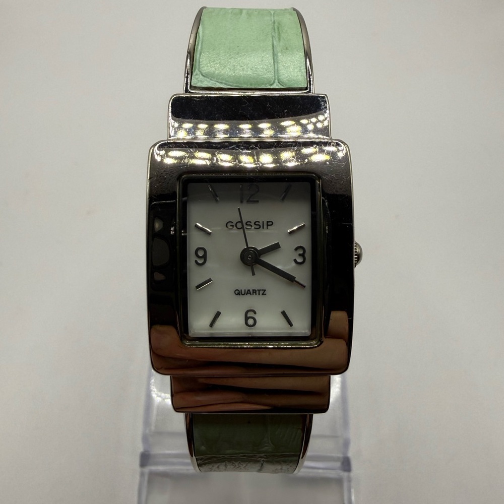 Women's Gossip Watch Pale Green Bracelet Band with Silver Bezel (New Battery) - Picture 2 of 7